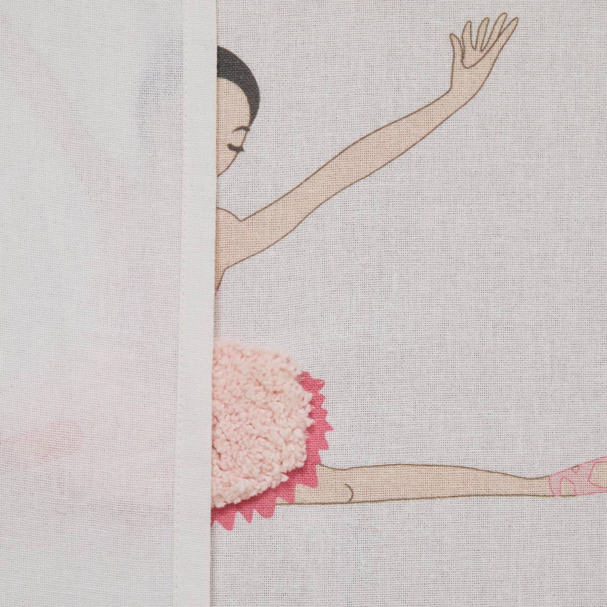 Rideau enfant en coton motifs brodés TUFY rose, ATMOSPHERA FOR KIDS