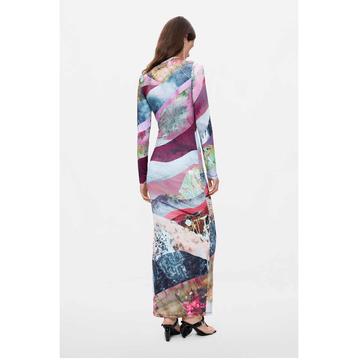 Robe en maille à manches longues multicolore, DESIGUAL