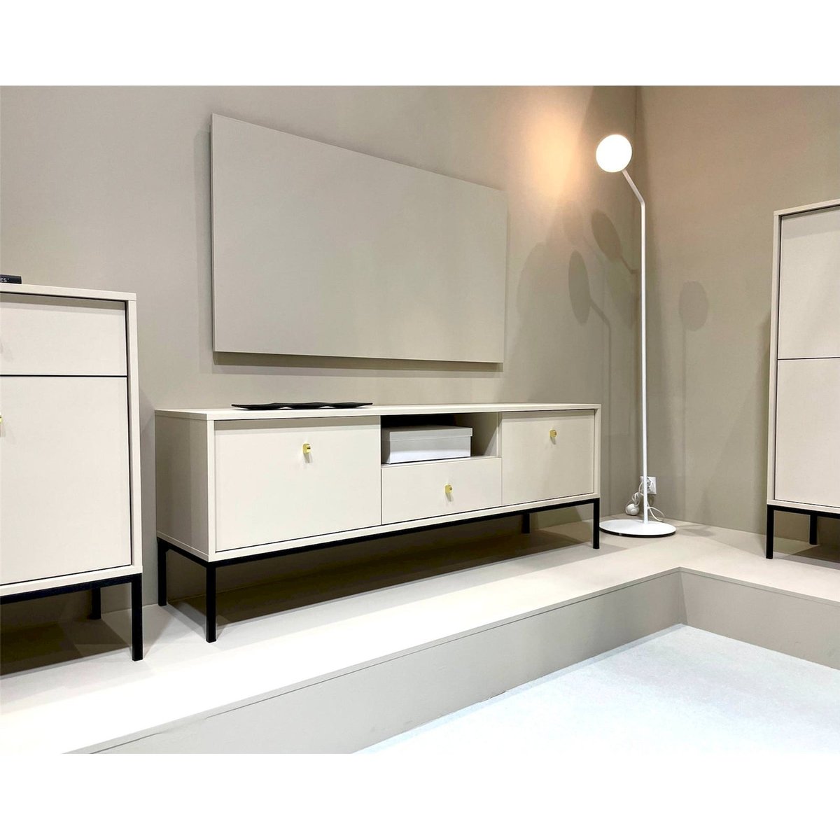 Meuble tv bois avec tiroir collection MONNE beige, RECOLLECTION