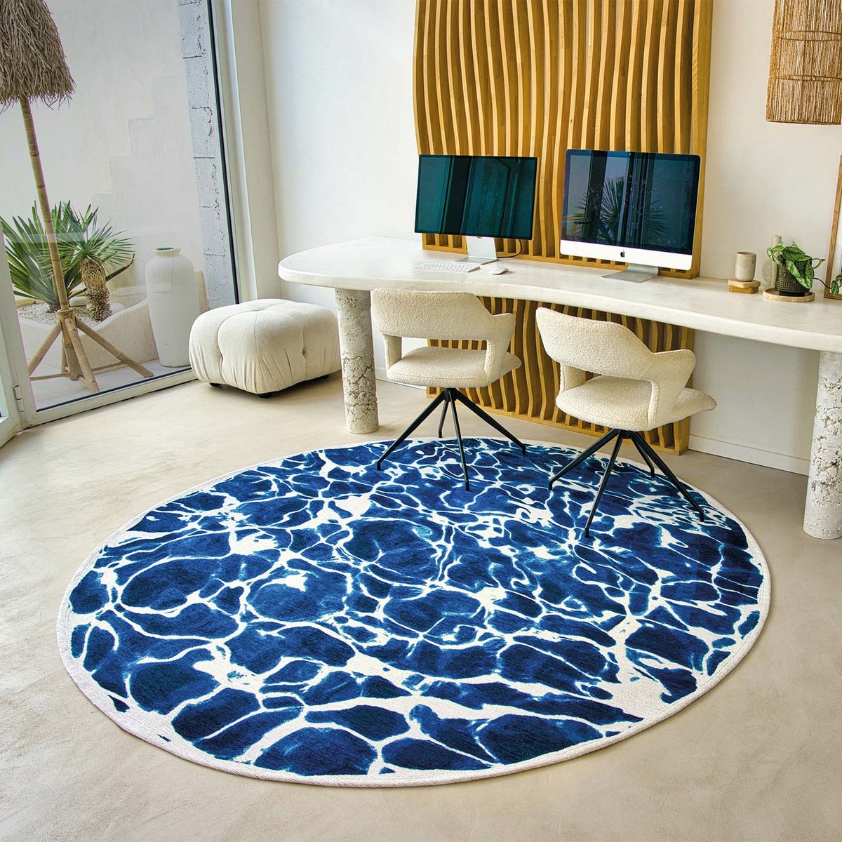 Tapis intérieur/extérieur tissé plat FOAM bleu, NOVATREND