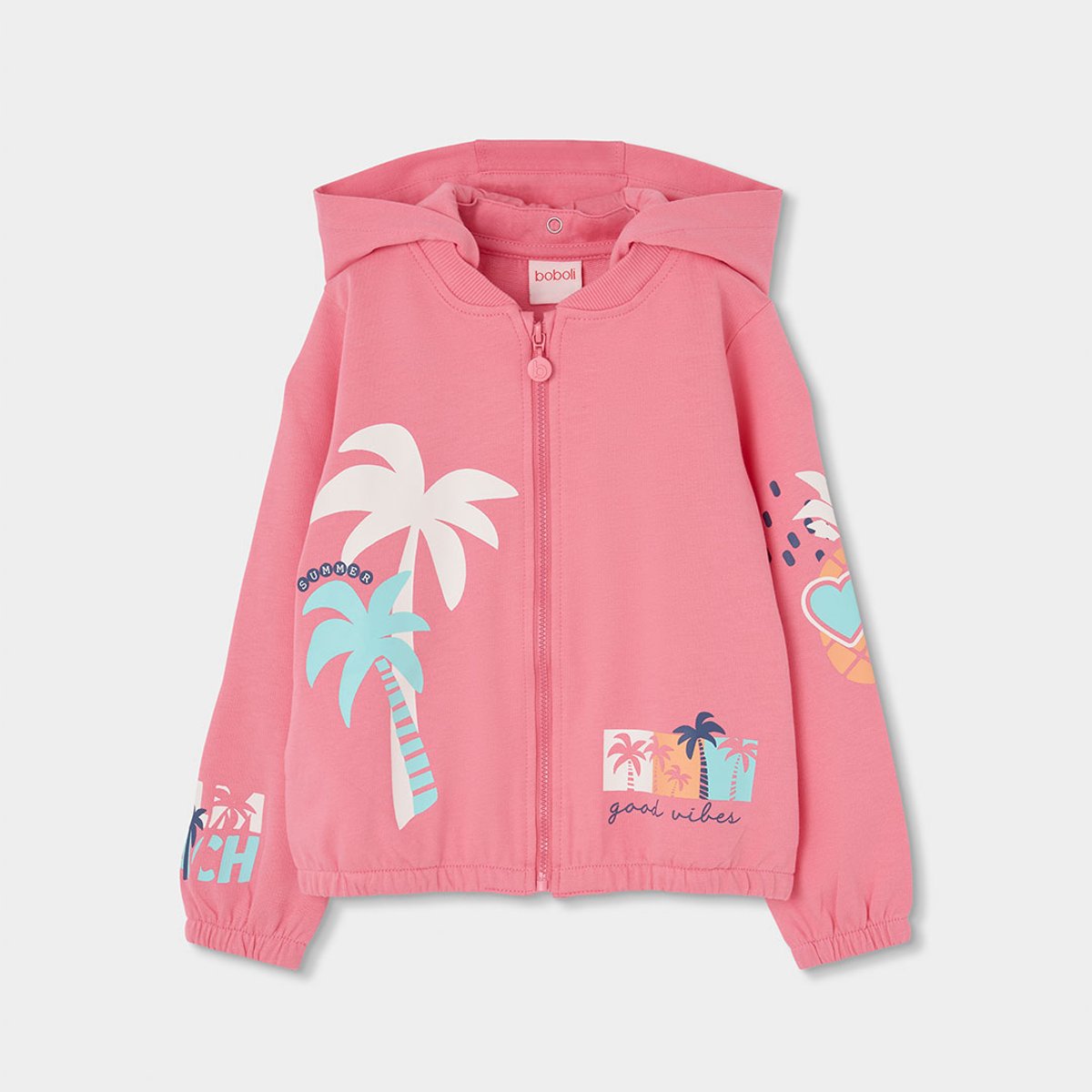 Veste coton palmiers rose, BOBOLI