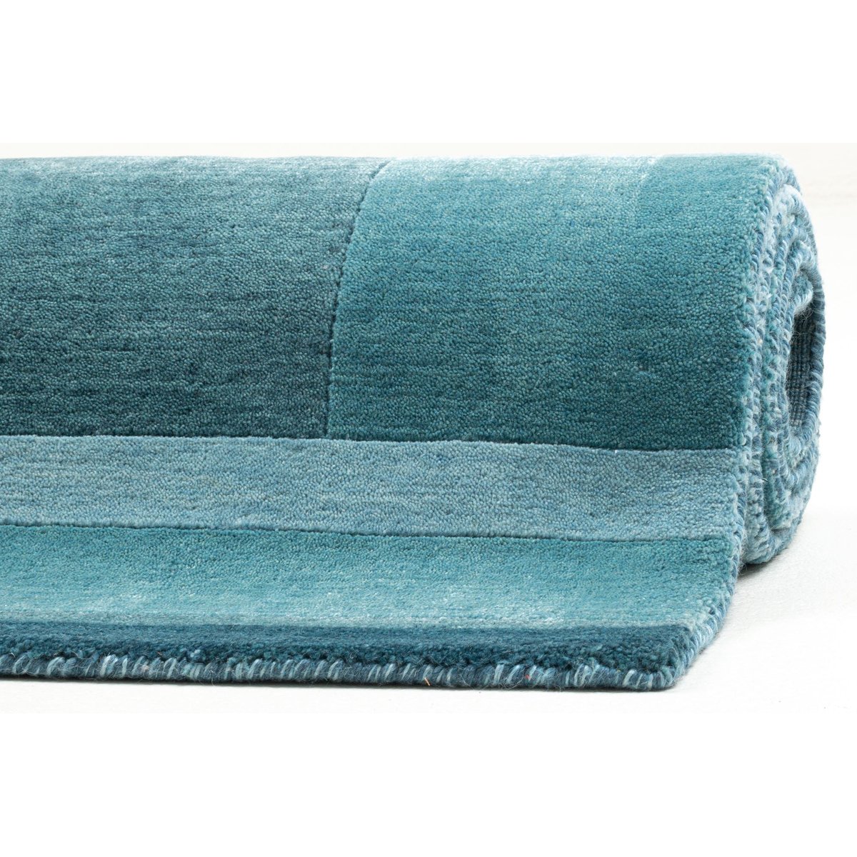 Tapis salon Arica tufté main laine viscose turquoise, THEKO