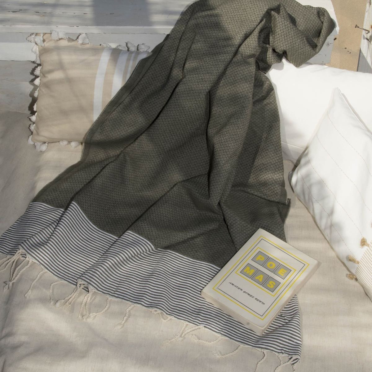 Lot de 2 foutas coton IBIZA vert kaki, FEBRONIE