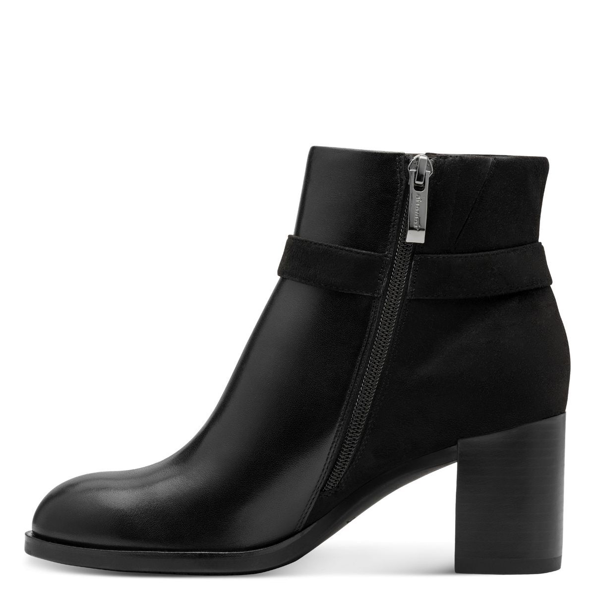 Bottine en cuir noir, TAMARIS