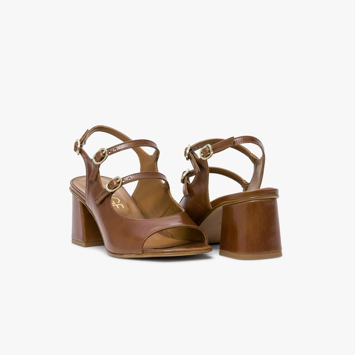 Sandale À Talon en cuir HADDA camel cognac, BOCAGE