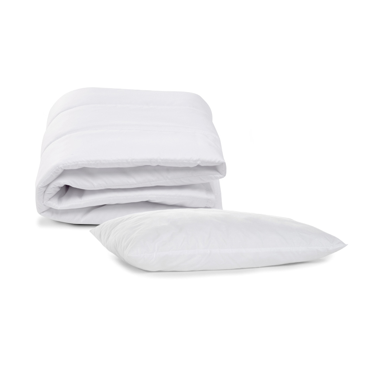 Pack couette et oreiller bébé LAVABLE à 95°C blanc, BLEU CALIN