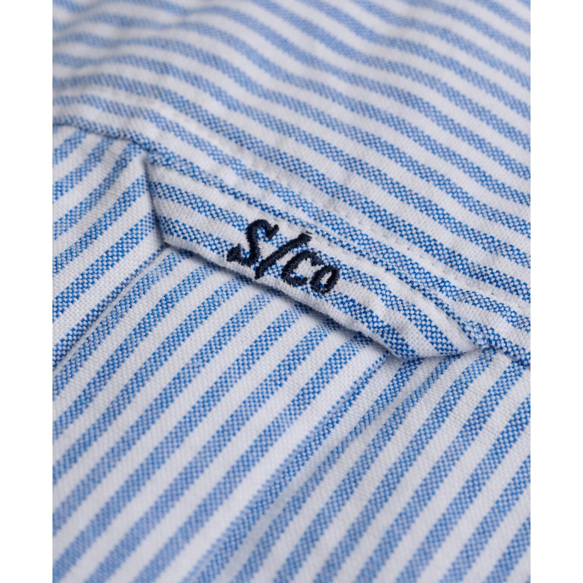 Chemise Oxford Preppy Manches Longues Coupe Décontractée mini rayures bleu azur, SUPERDRY