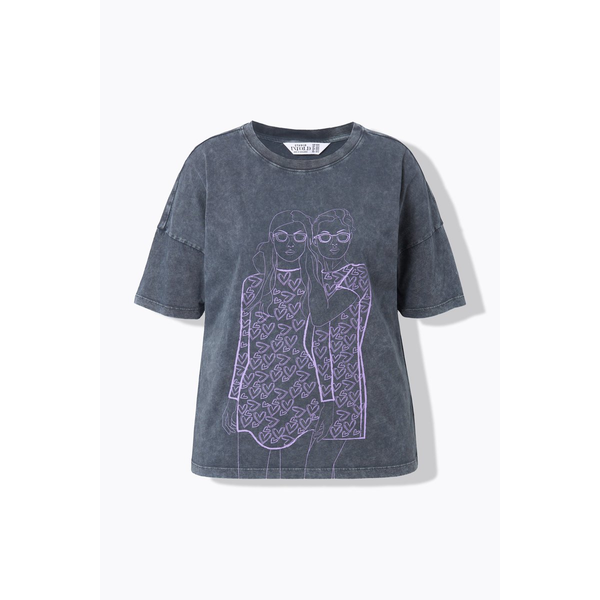 T-shirt oversize chiné anthracite, STUDIO UNTOLD