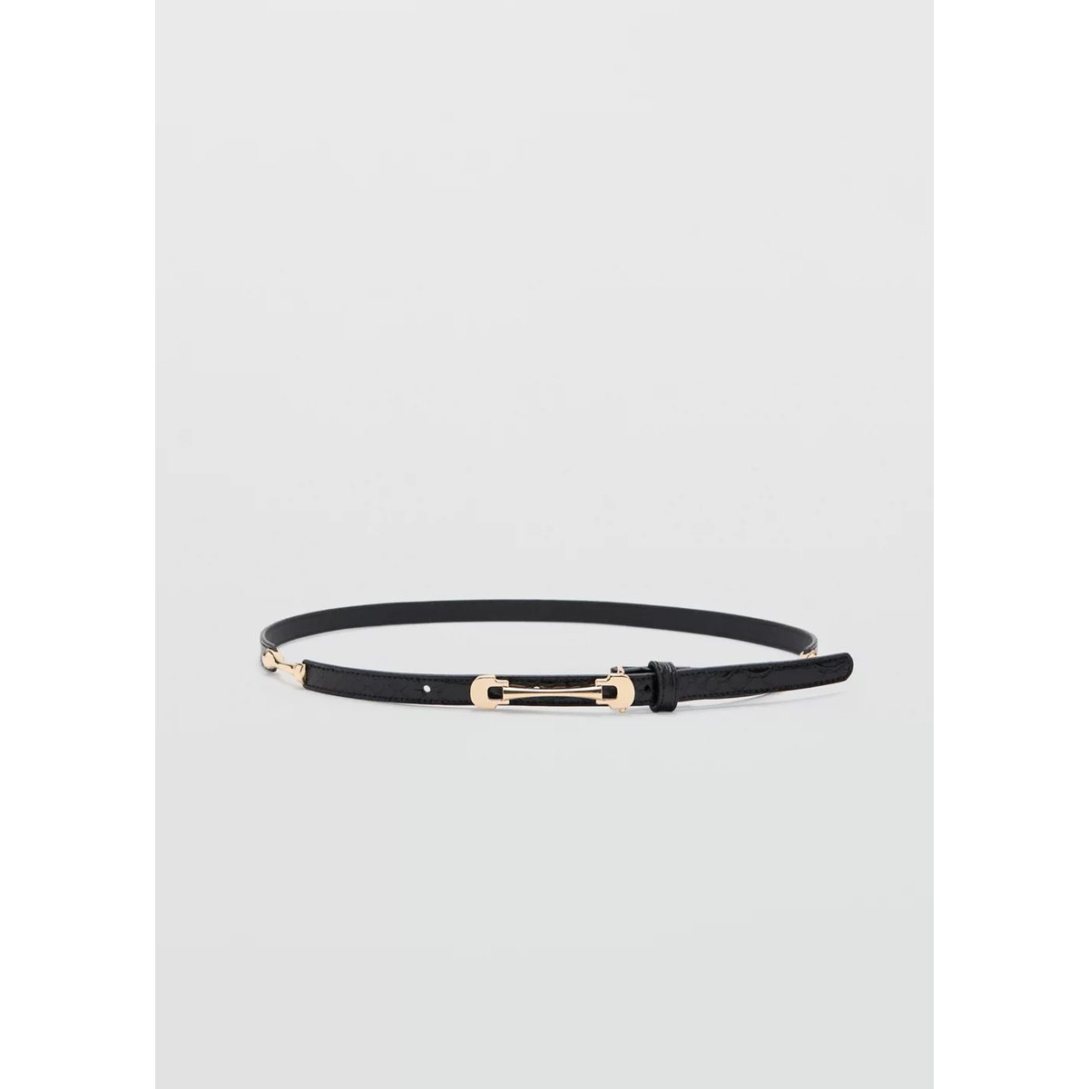 Ceinture fine boucle métallique noir, MANGO