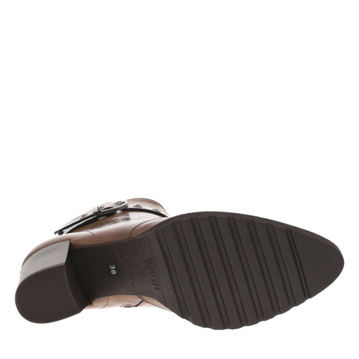 Boots en cuir taupe à semelle à talon décroché haut avec deux fermetures taupe, DORKING