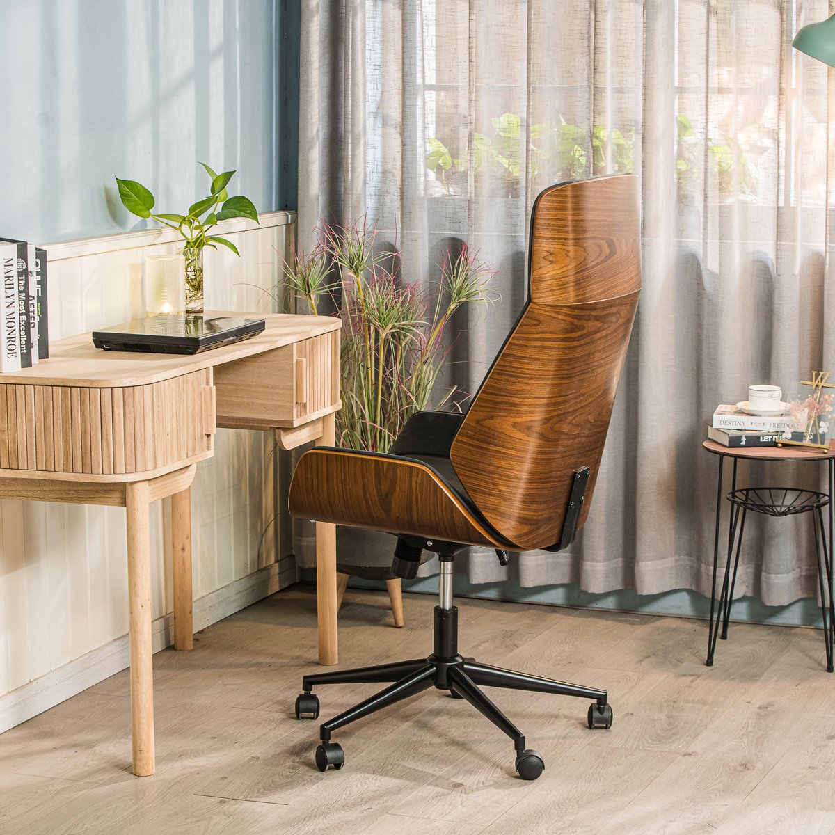 Chaise de bureau en bois, VICTORIA noir, NORDLYS