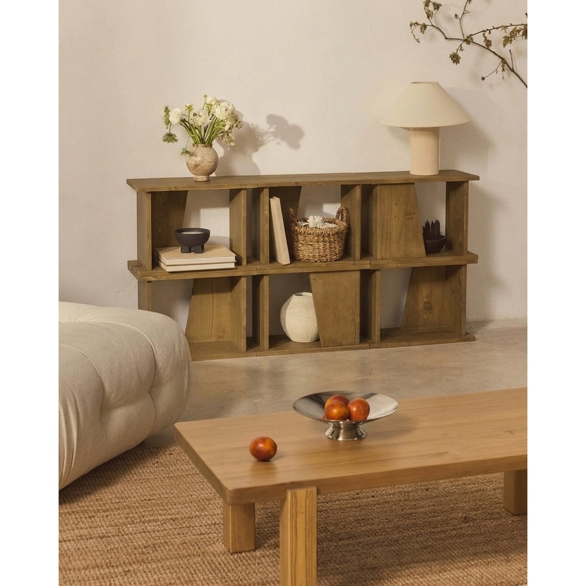 Étagère modulaire design beige - NODO noyer, HANNUN
