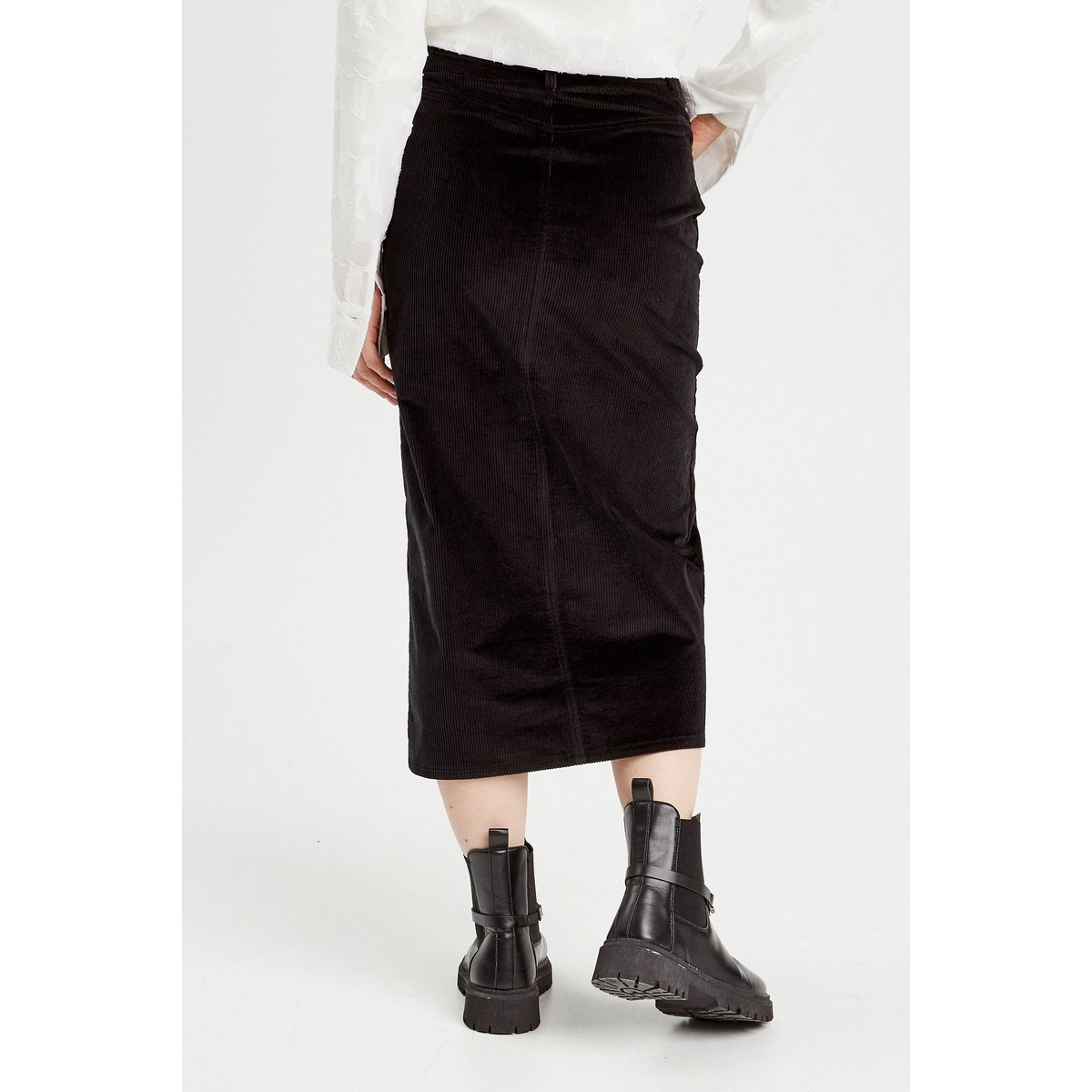 Jupe midi droite velours noir, CACHE CACHE
