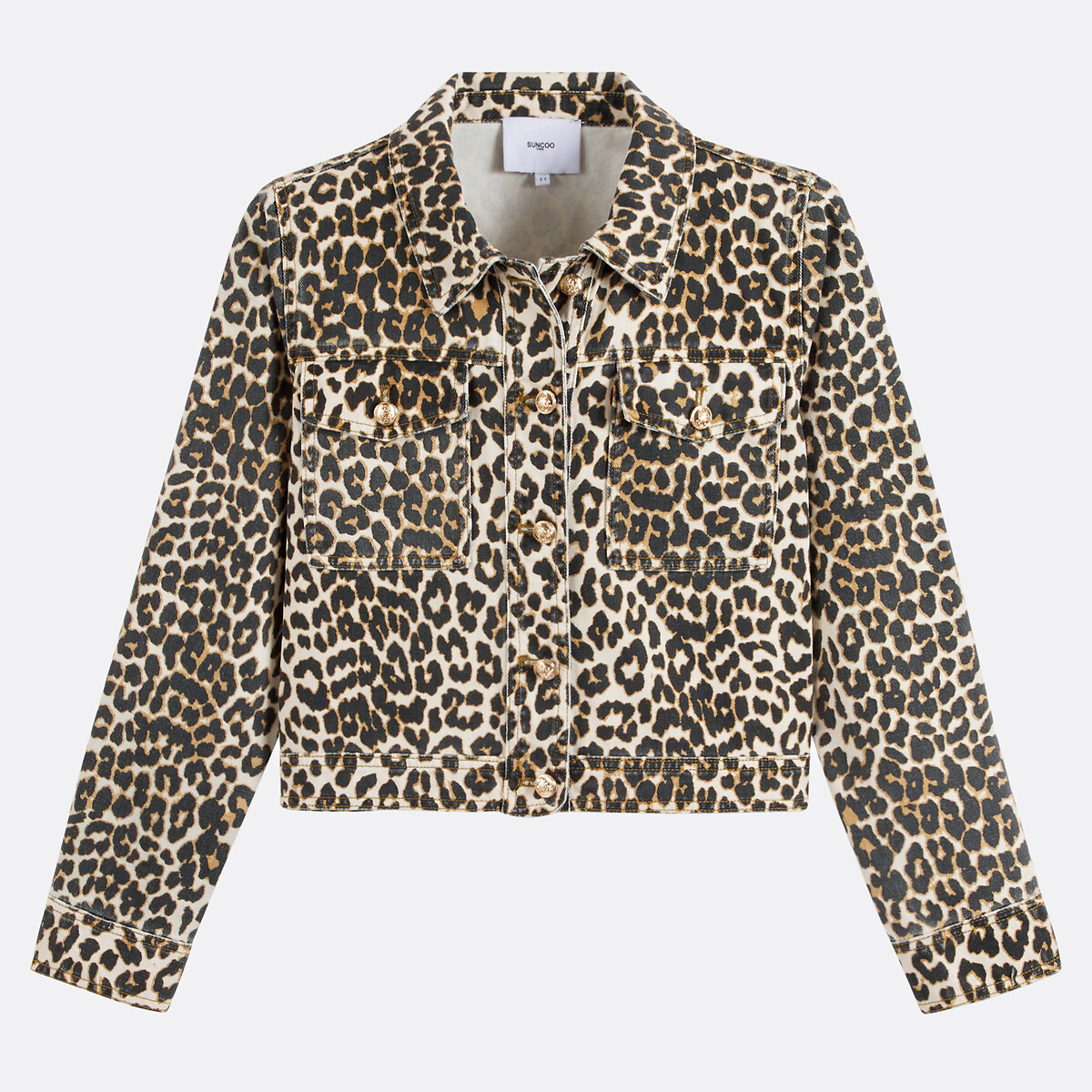 Veste courte imprimé léopard, DJACK beige, SUNCOO