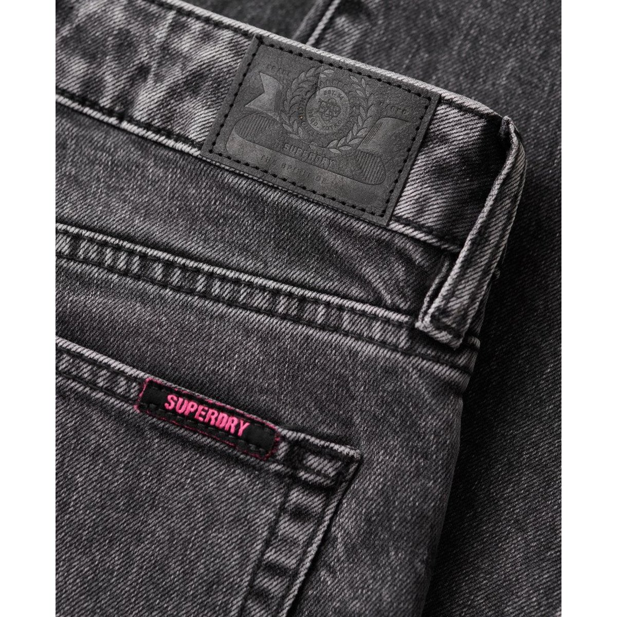 Jean slim taille mi-haute en coton biologique noir écho, SUPERDRY