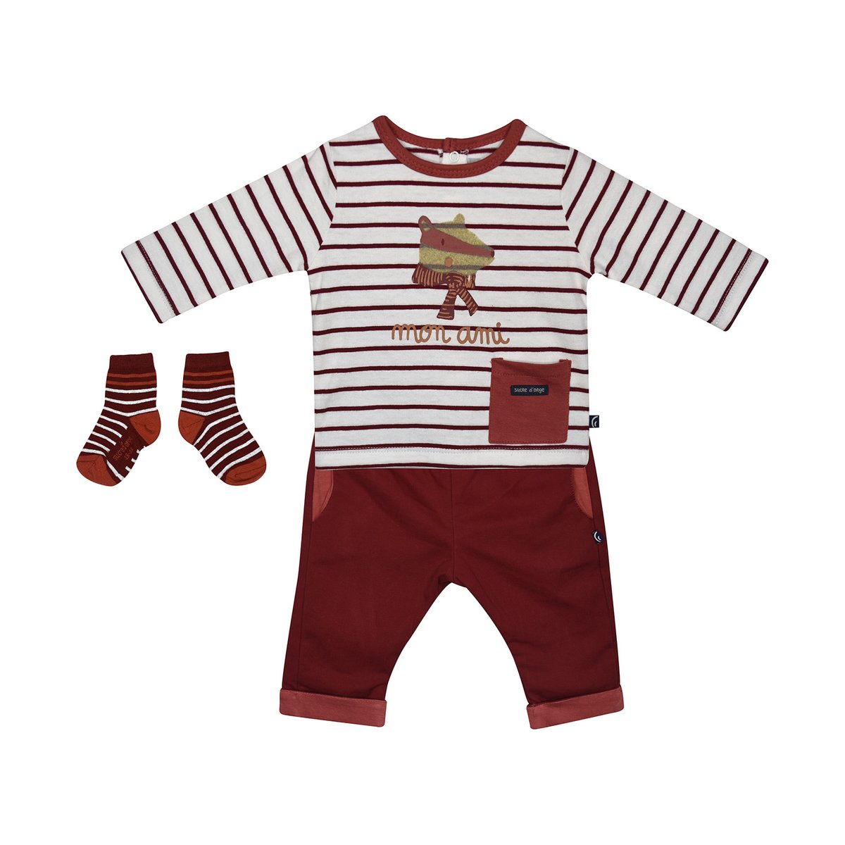 Tee shirt pantalon chaussettes fred rouge, SUCRE D'ORGE