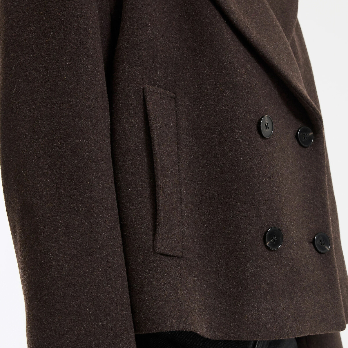 Short pea coat with button fastening with winter style chocolate brown, LA REDOUTE COLLECTIONS