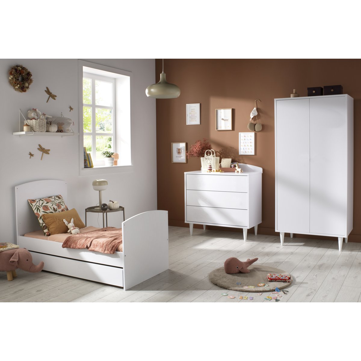 Lit évolutif 70x140 - Little Big Bed - têtes de lit panneaux blanc, SAUTHON