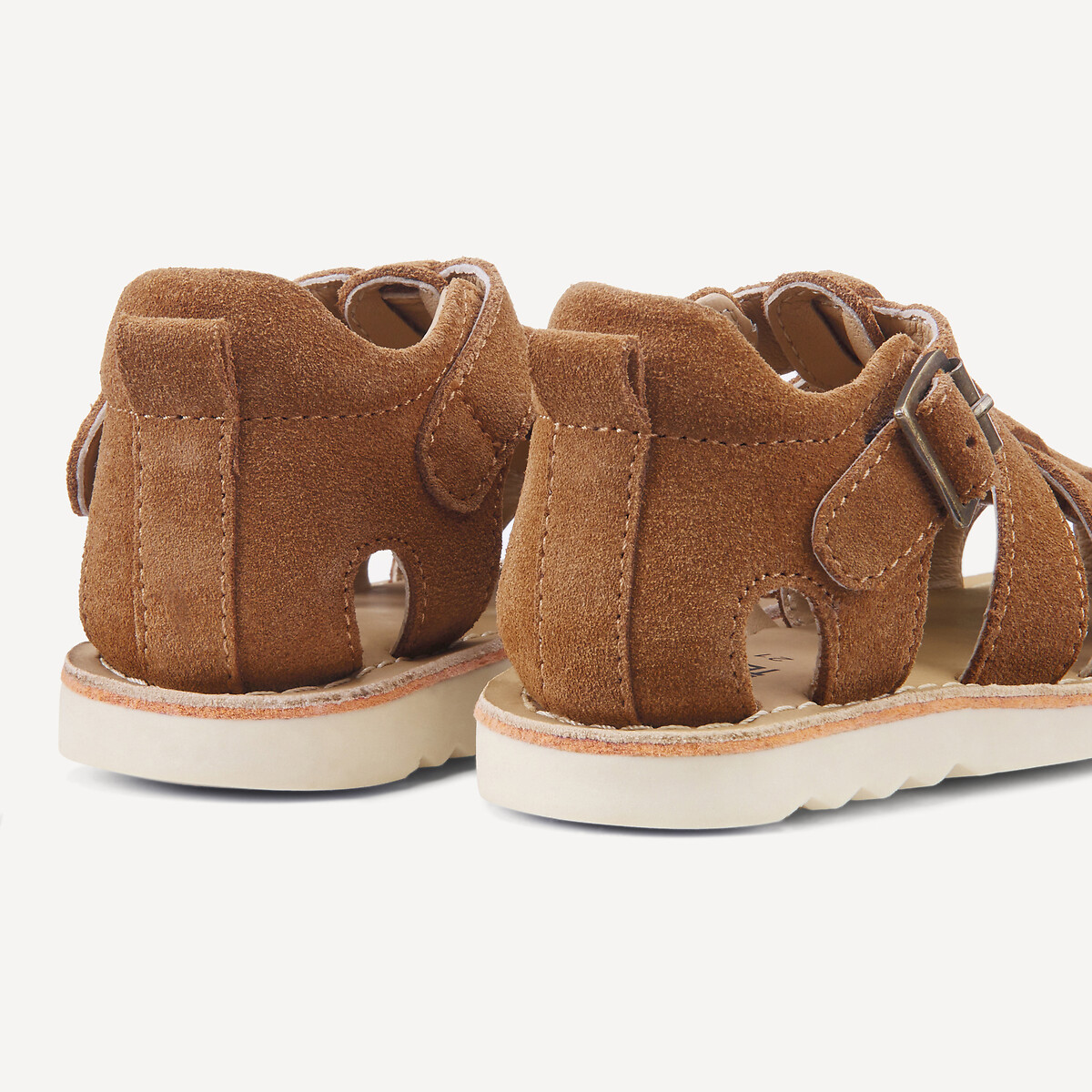 Sandales fermées en cuir camel, LA REDOUTE COLLECTIONS