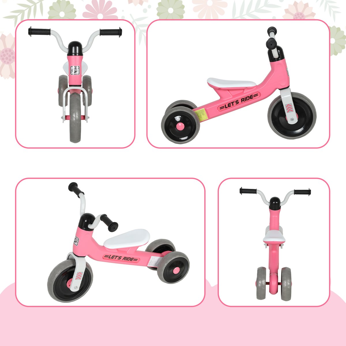 Vélo d'équilibre pour enfants Métal Rose rose, noir, blanc, AIYAPLAY