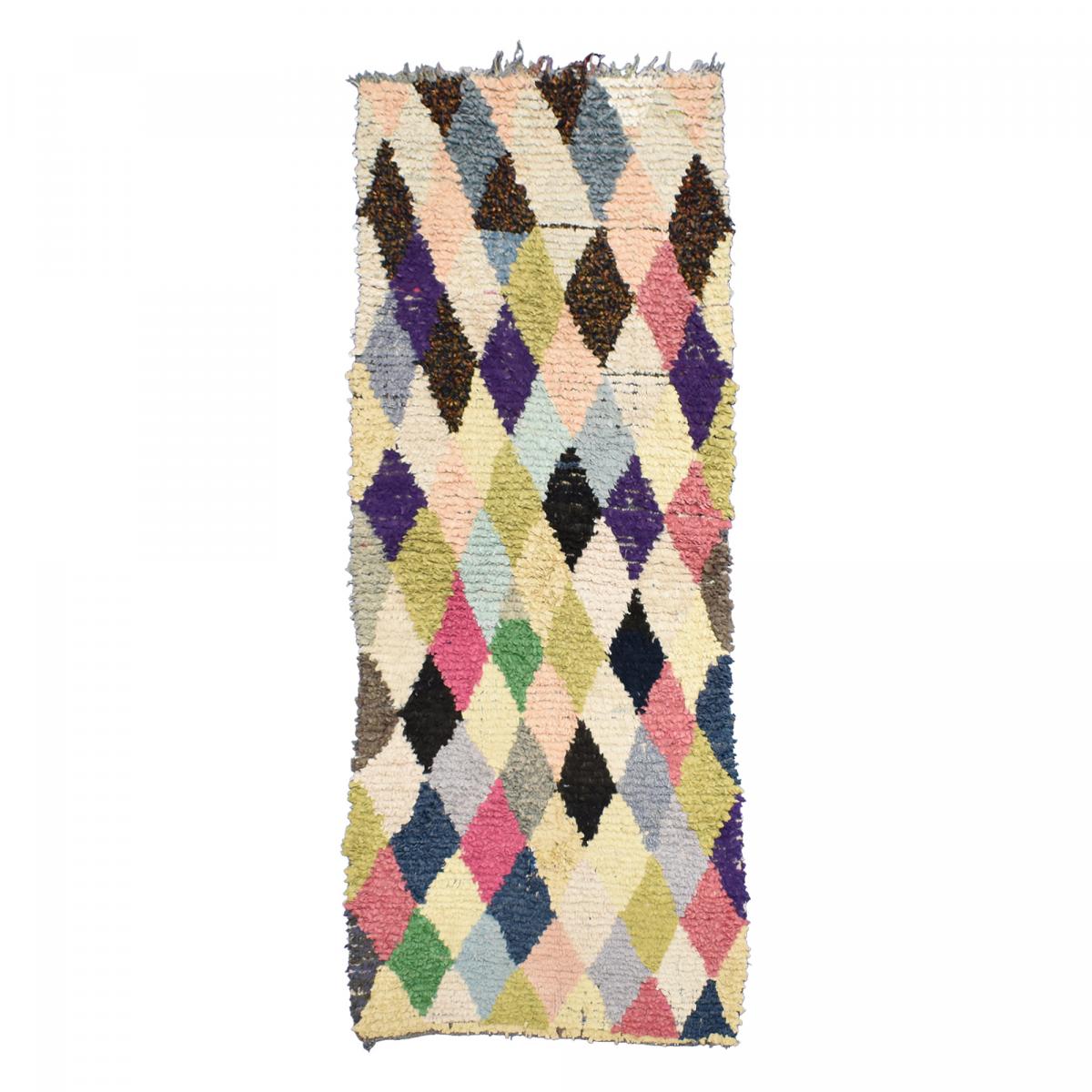 Authentique tapis berbère fait main en tissu recyclé BOUCHAROUETTE 61 multicolore, UN AMOUR DE TAPIS