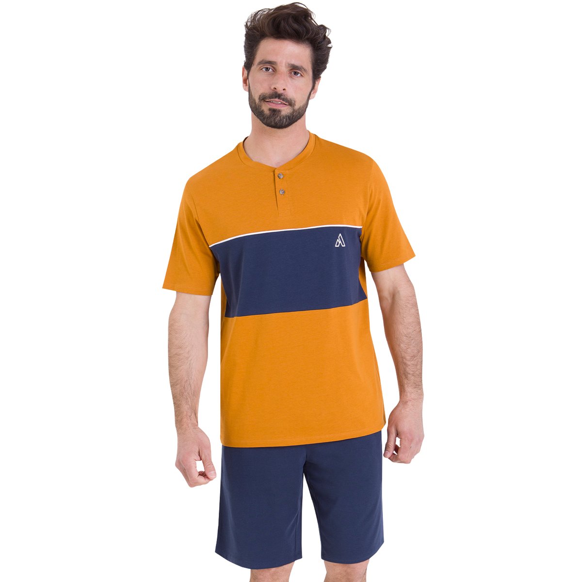 Pyjama court  CHIC orange-bleu, ATHENA