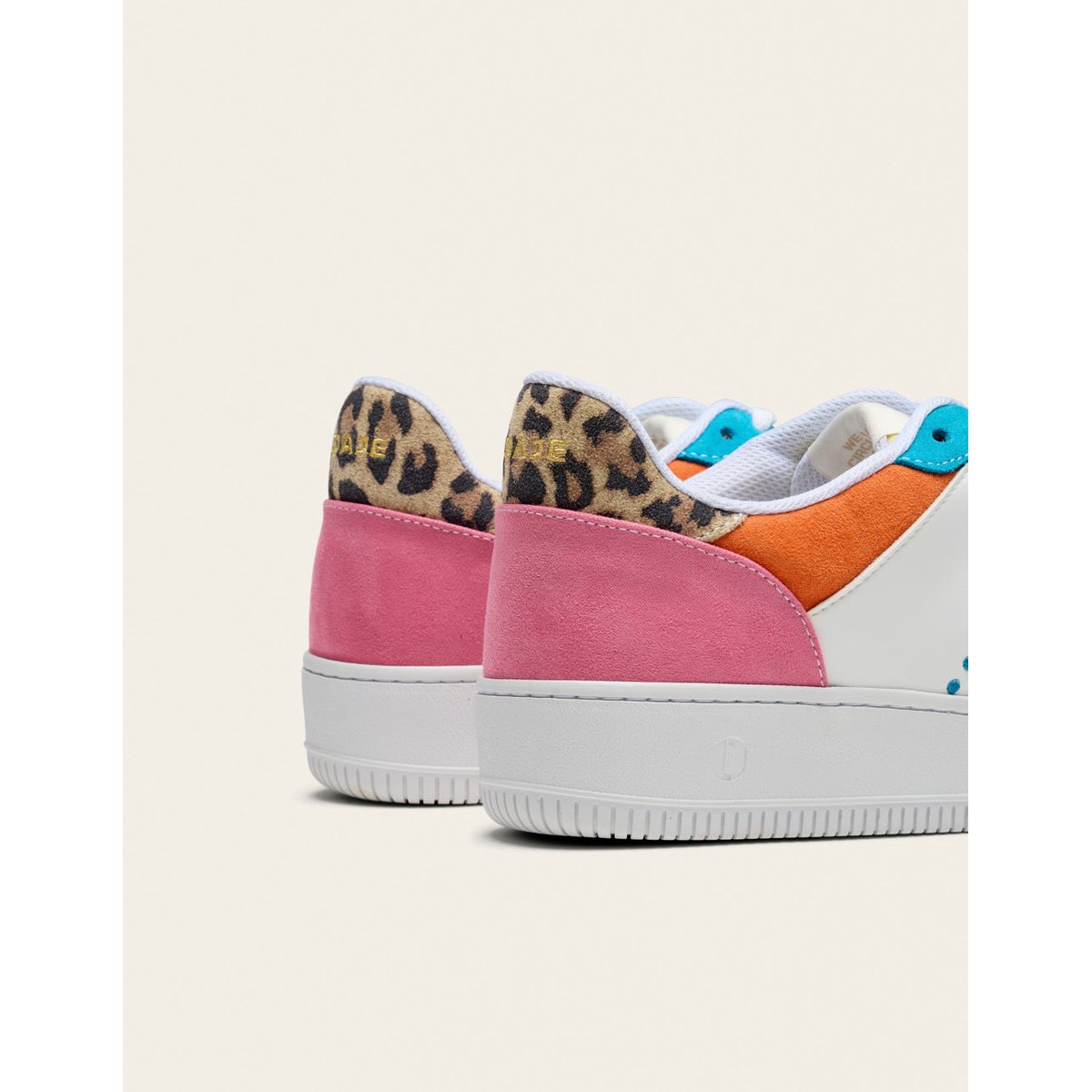 Baskets basses Maxence F rose turquoise orange, ODAJE