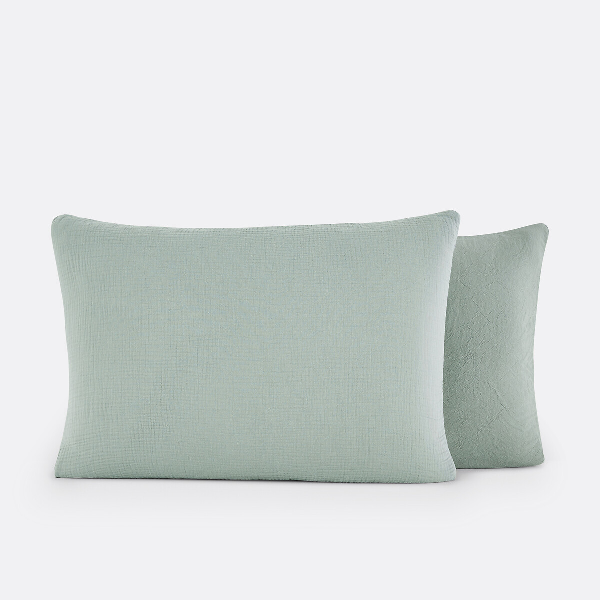 Funda de almohada, gasa de algodón/algodón lavado, KUMCO salvia, LA REDOUTE INTERIEURS