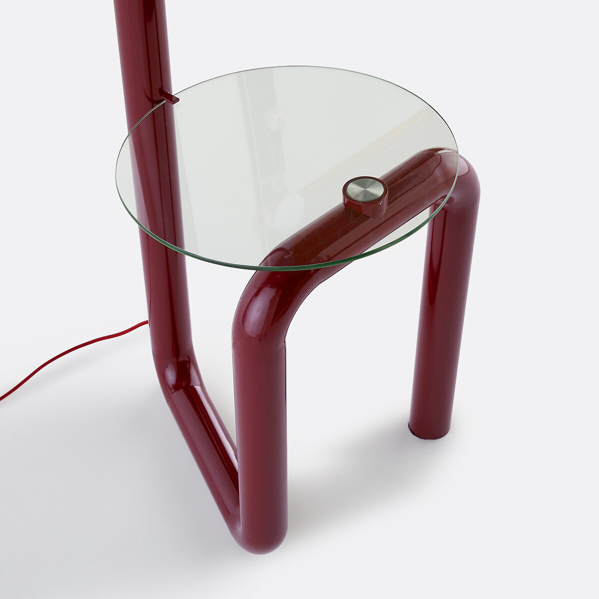 Lampadaire avec tablette, en métal fer, opaline et verre, hauteur 149 cm, TEDY bordeaux, LA REDOUTE INTERIEURS