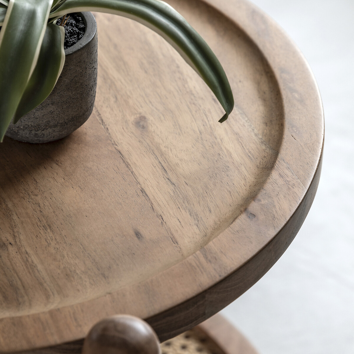 Chico Round Side Table with Rattan Shelf natural, ÉDITÉ