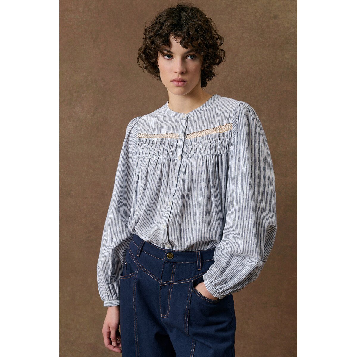 Blouse col rond rayée, JALLY rayé bleu/écru, LOUISE MISHA
