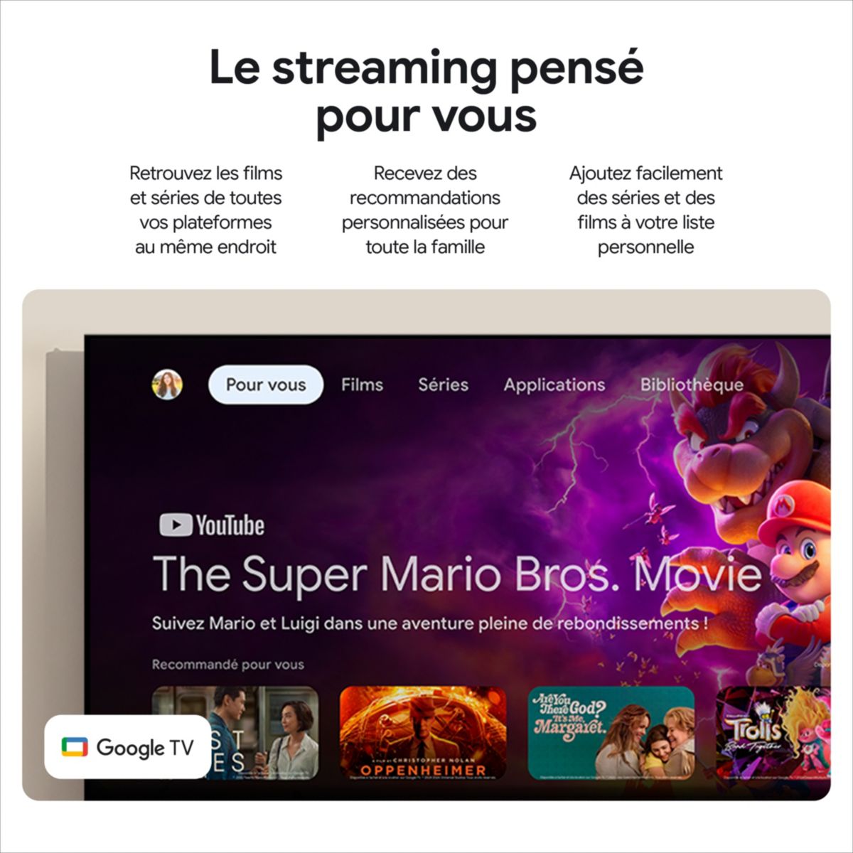 Passerelle multimédia TV Streamer 4K couleur unique, GOOGLE