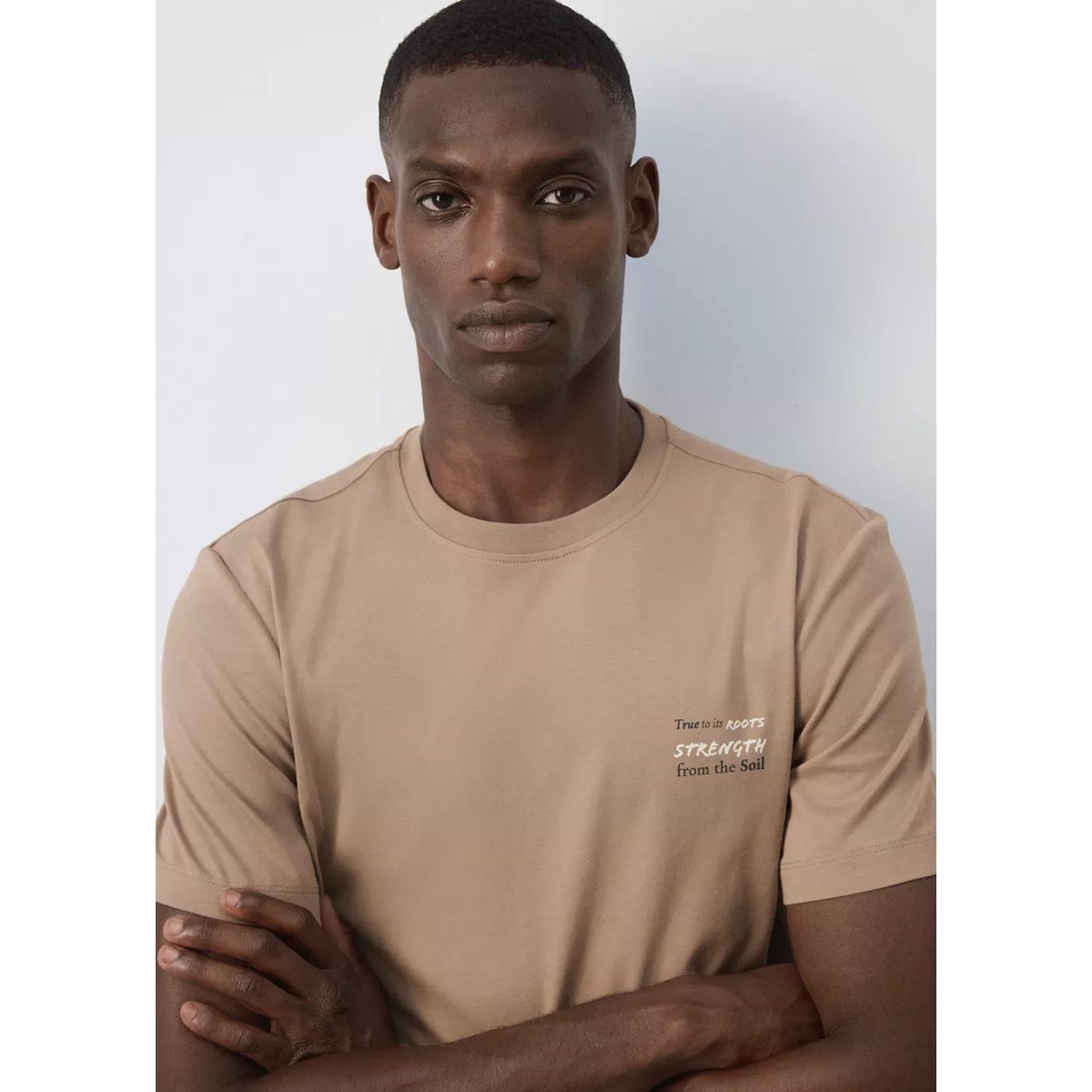 T-shirt 100 % coton imprimé sable, MANGO MAN