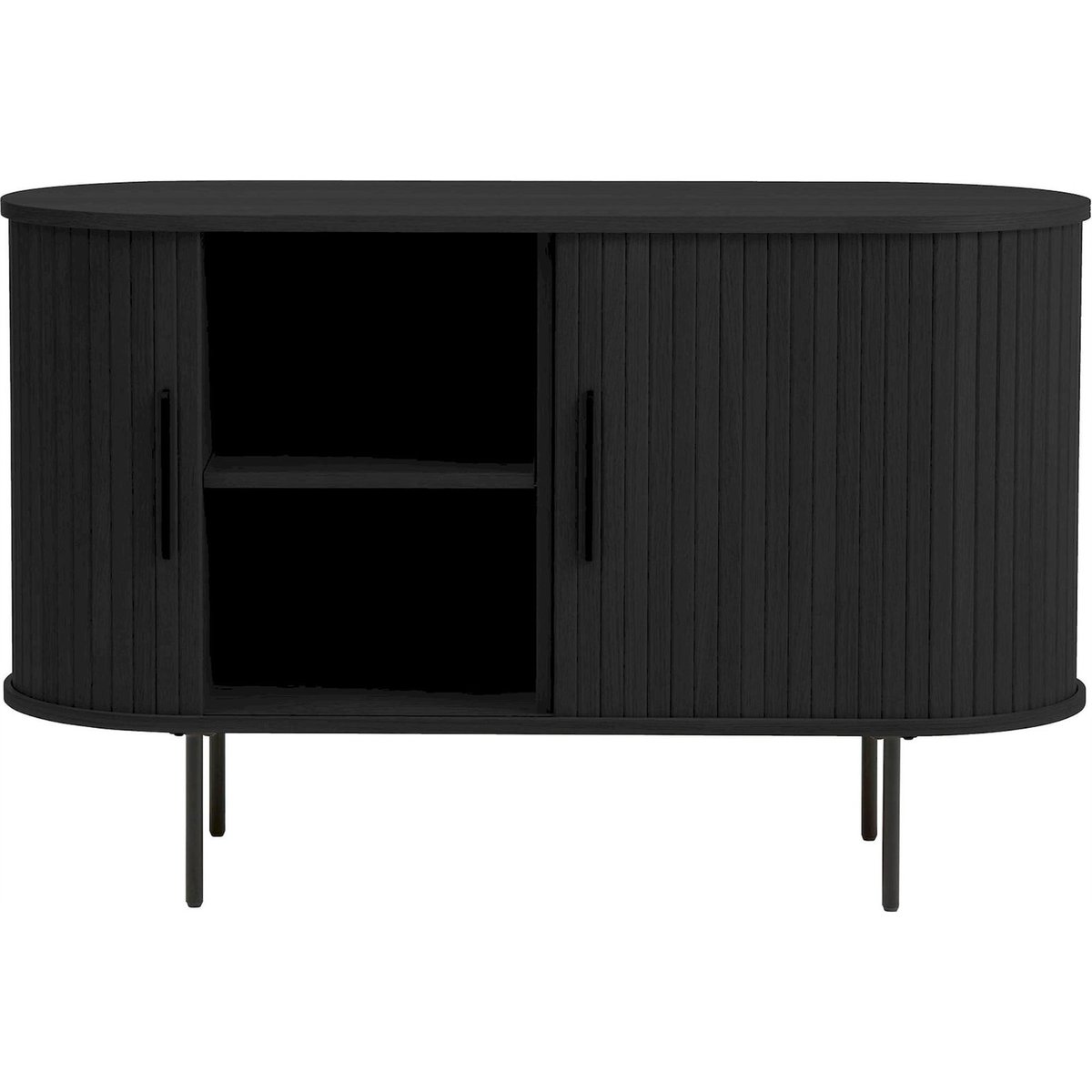Buffet GATIVEL à portes rainurées arrondi bois foncé, RECOLLECTION