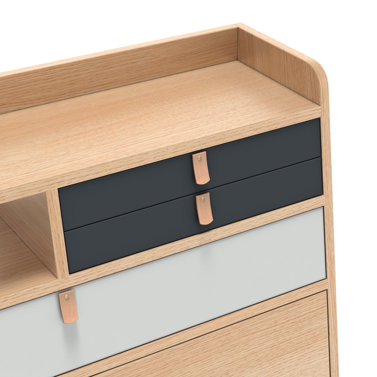 Bureau secrétaire mural en chêne 80 cm, GASTON gris ardoise, HARTO