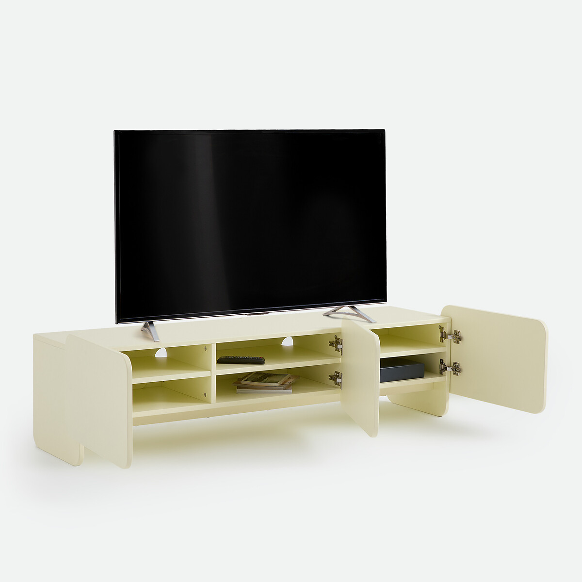 Mobile TV hi-fi laccato, 3 ante, larghezza 170 cm, CESCO giallo pallido, LA REDOUTE INTERIEURS