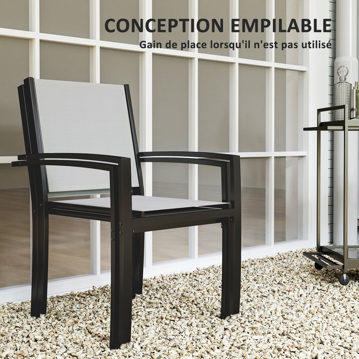 Ensemble de chaises de jardin Acier Gris gris, OUTSUNNY
