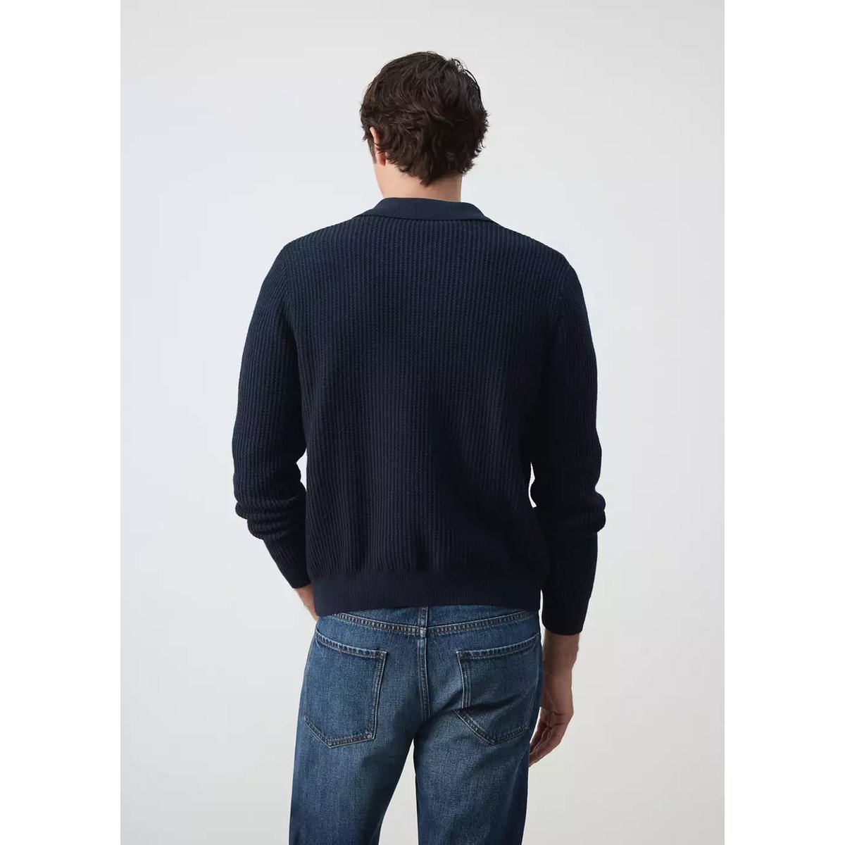 Cardigan tricot texturé bleu marine, MANGO MAN