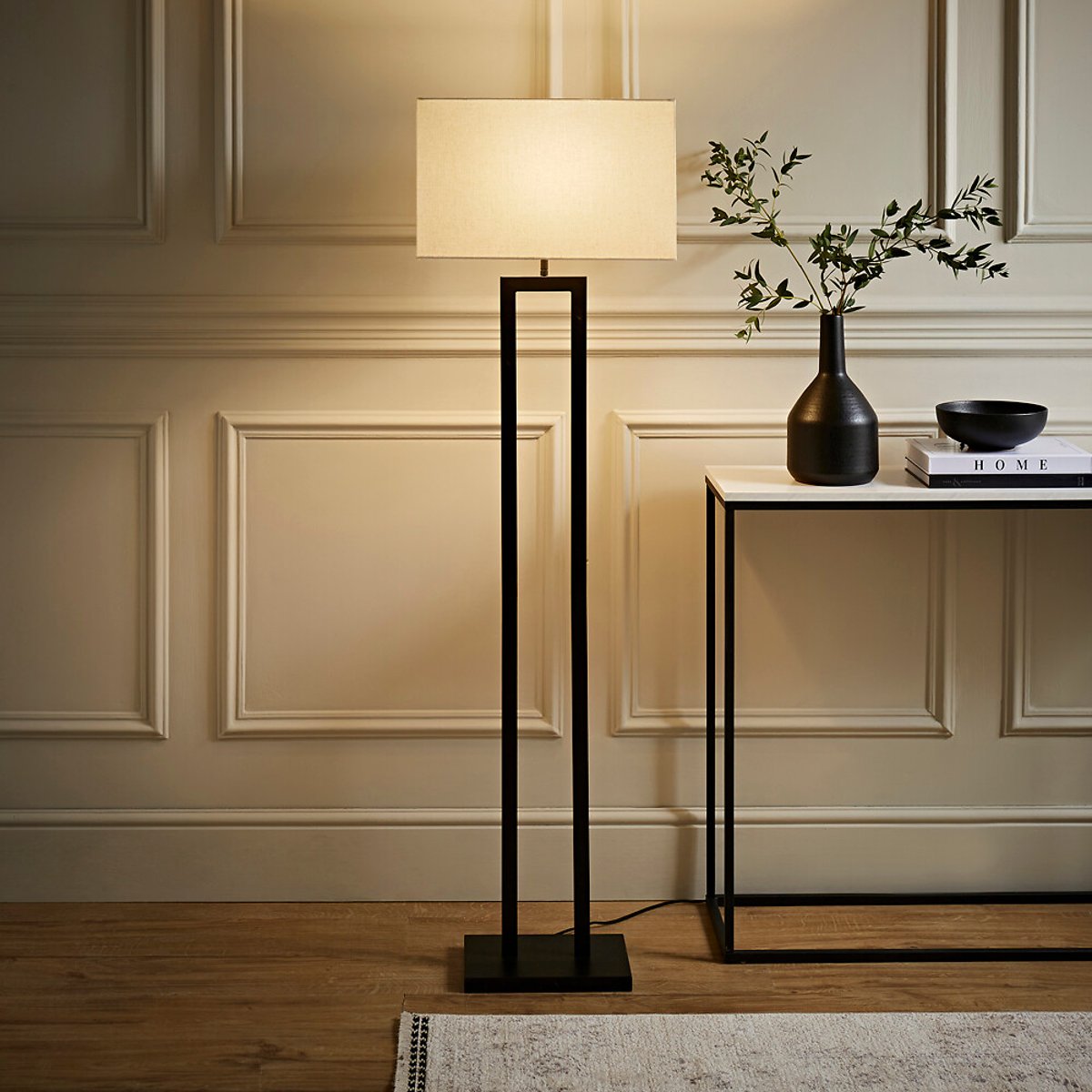 Glenda Double Stem Floor Lamp with Rectangular Shade black, SO'HOME
