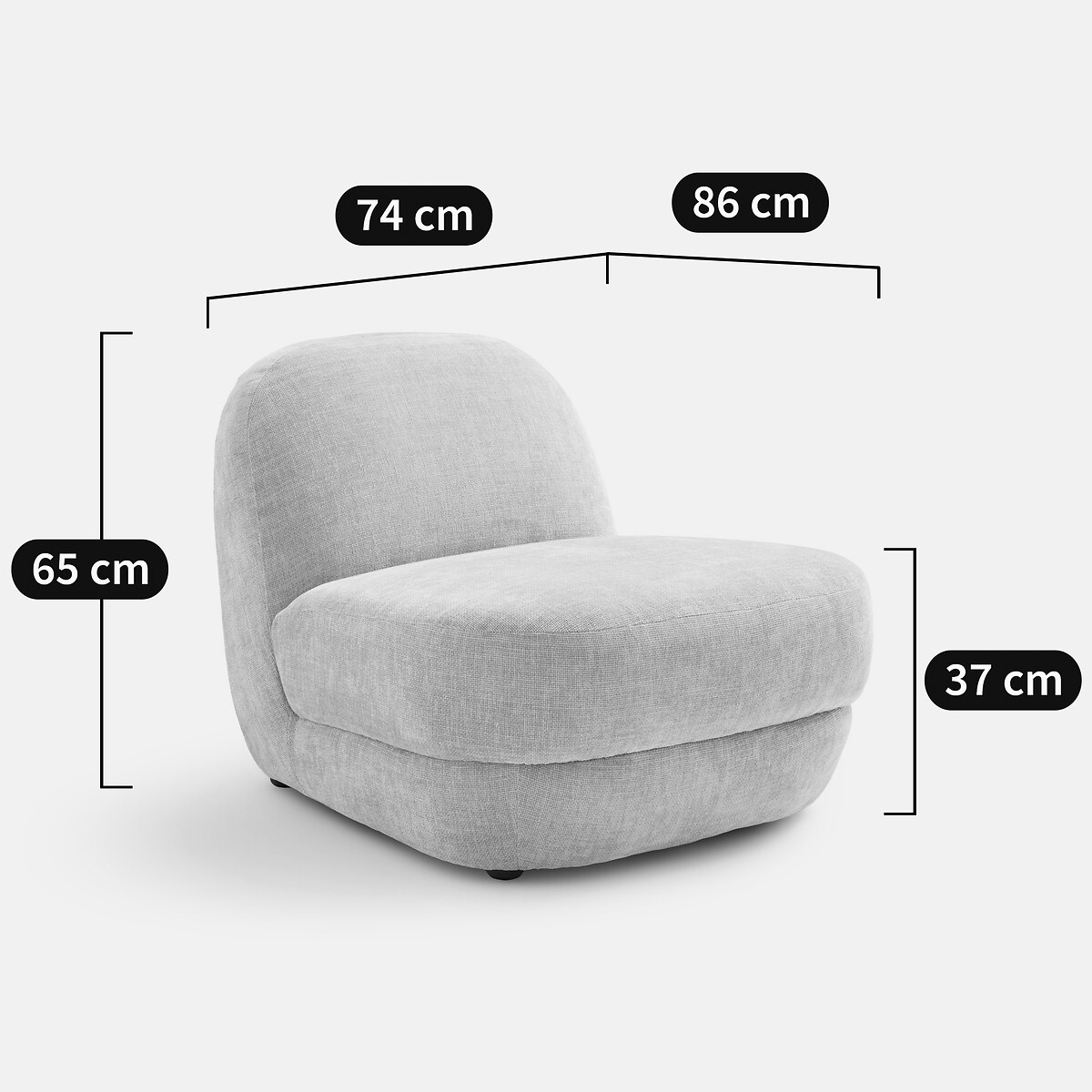 Olto Textured Fabric Compact Lounge Chair pink, LA REDOUTE INTERIEURS