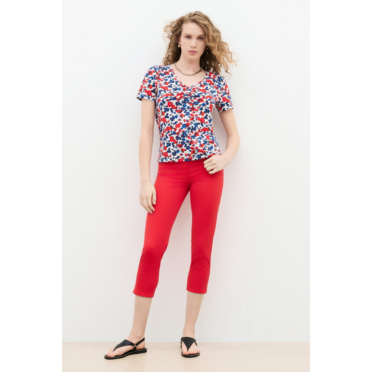 T-shirt droit col v T-SHIRT TKATIA ecru, CAROLL