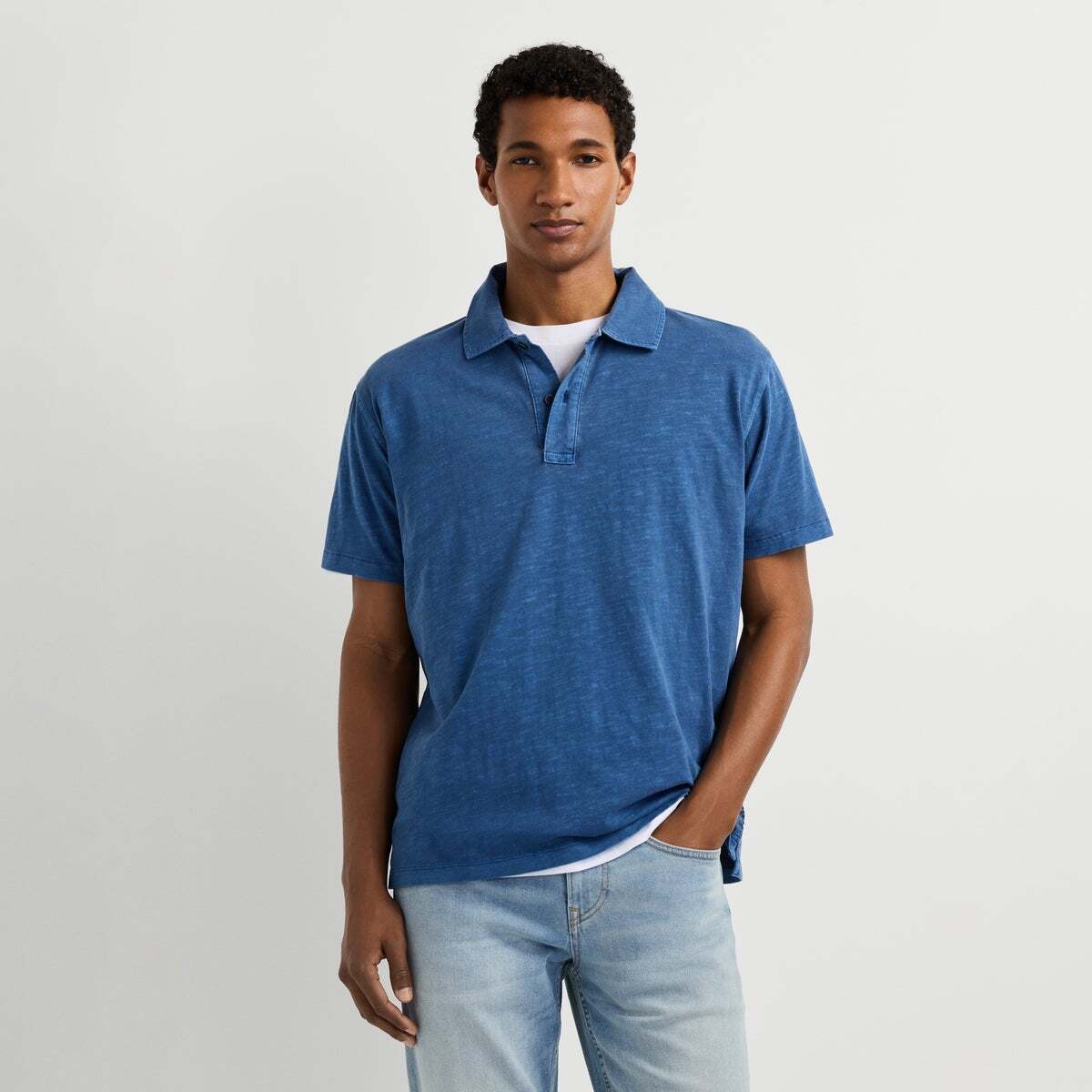 Polo Teint En Pièce Coupe Regular encre bleue, PEPE JEANS