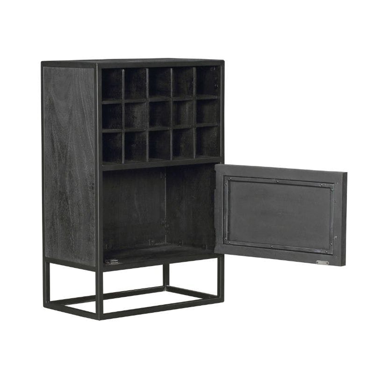 Minibar salon en bois noir pour 15 bouteilles ALVERA noir, PIER IMPORT