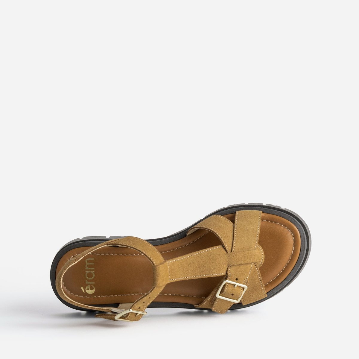 Sandale Plate en cuir STEFANIA camel, ERAM