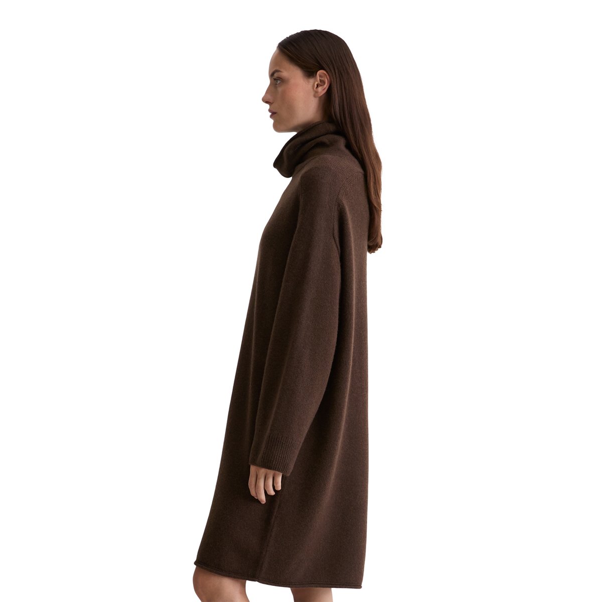 Robe en tricot relaxed en doux mélange de laine mérinos marron foncé, MARC O'POLO
