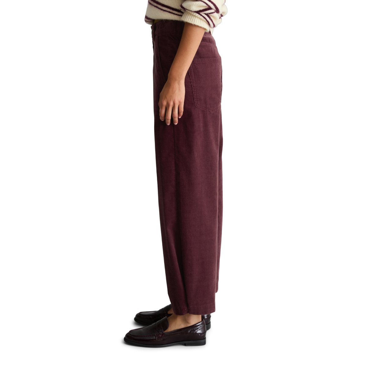 Pantalon en velours côtelé loose en coton organique rouge, MARC O’POLO DENIM