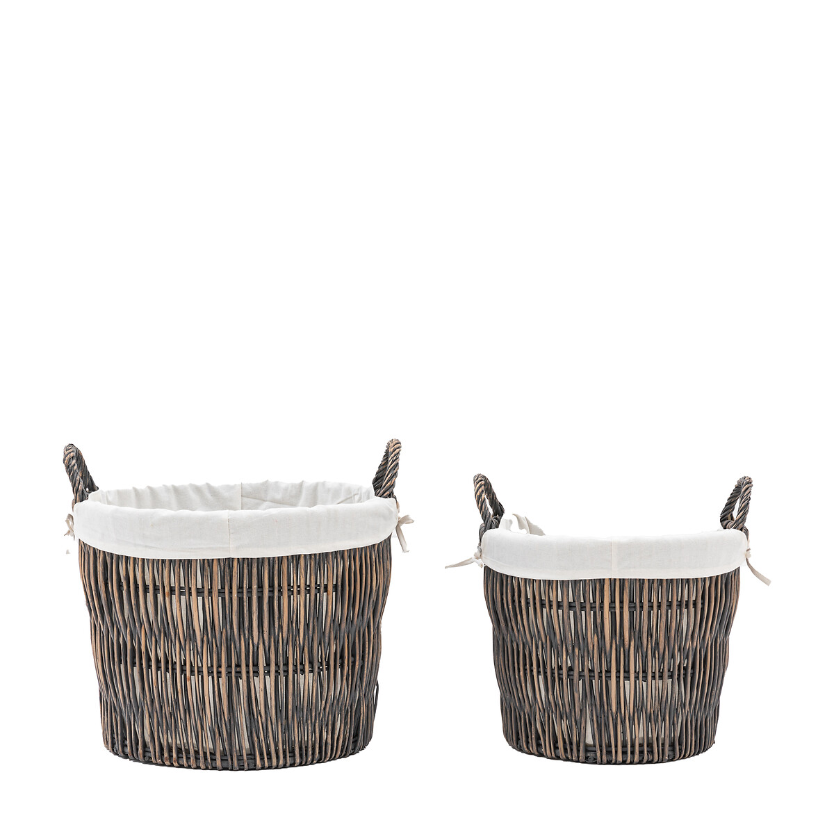 Set of 2 Nest Baskets with Linen Lining natural, SO'HOME