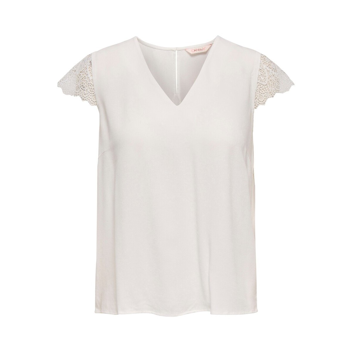 V-Neck Short Sleeve Blouse white, ONLY