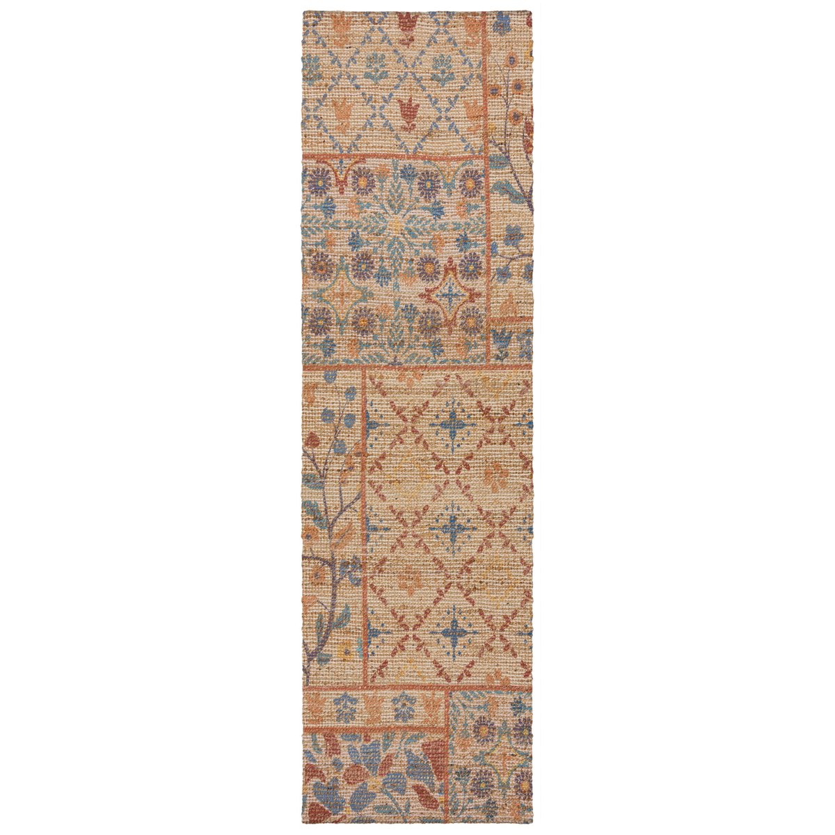 Tapis en jute de couloir TAYLOR PATCHWORK bleu, FLAIR RUGS