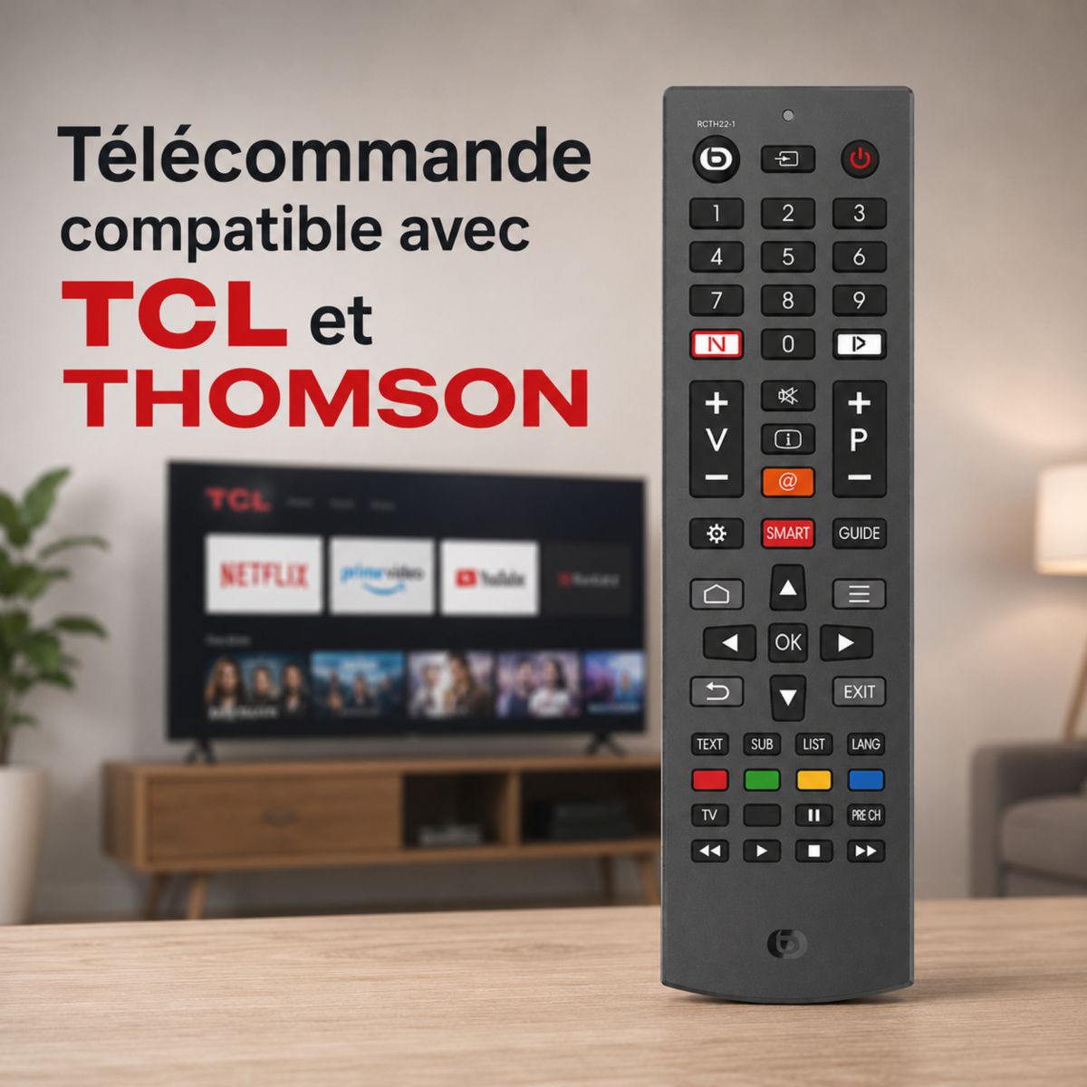 Télécommande de remplacement pour TV TCL - Thomson couleur unique, ESSENTIEL B